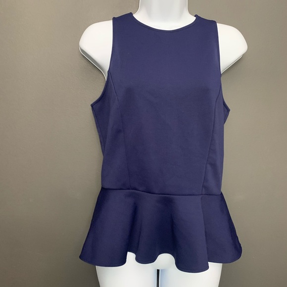 ASOS Navy Blue Peplum Top with Orange Zipper - Picture 6 of 6